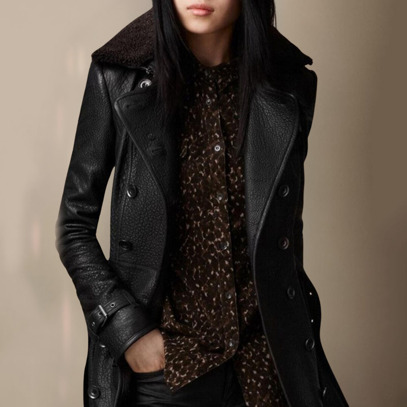 Birgit - Piel de Lujo Trench Abrigo