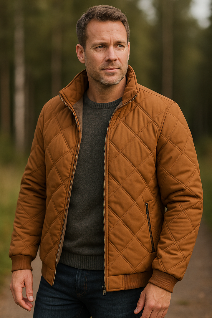Grisson - Chaqueta Con Cuello Alto y Estampado De Rombos