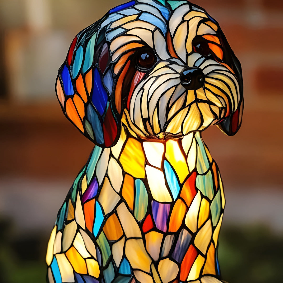 LumiPup - Lámpara Decorativa Artística Con Vidrieras En Forma De Perro