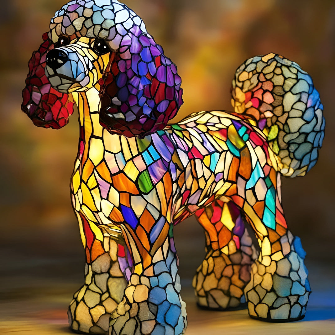 GlowPoodle - Lámpara Mágica De Cristal Tintado Con Forma De Caniche