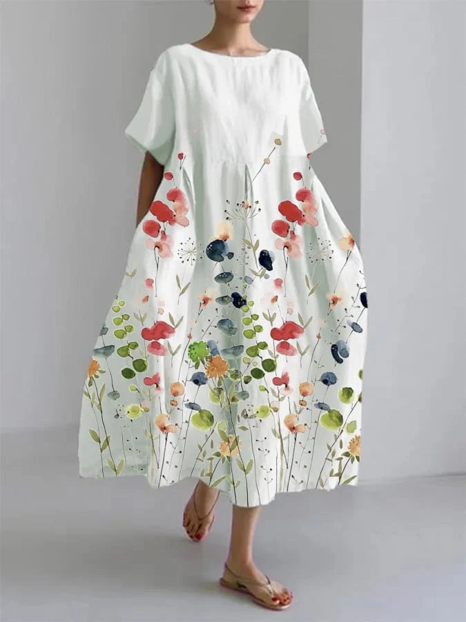 Lilianaa - Vestido Largo Informal Con Mucha Libertad De Movimiento y Estampado Floral Para Los Días De Verano