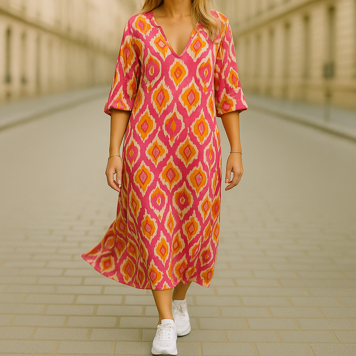 Ghislaine - Vestido Largo Con Estampado Bohemio