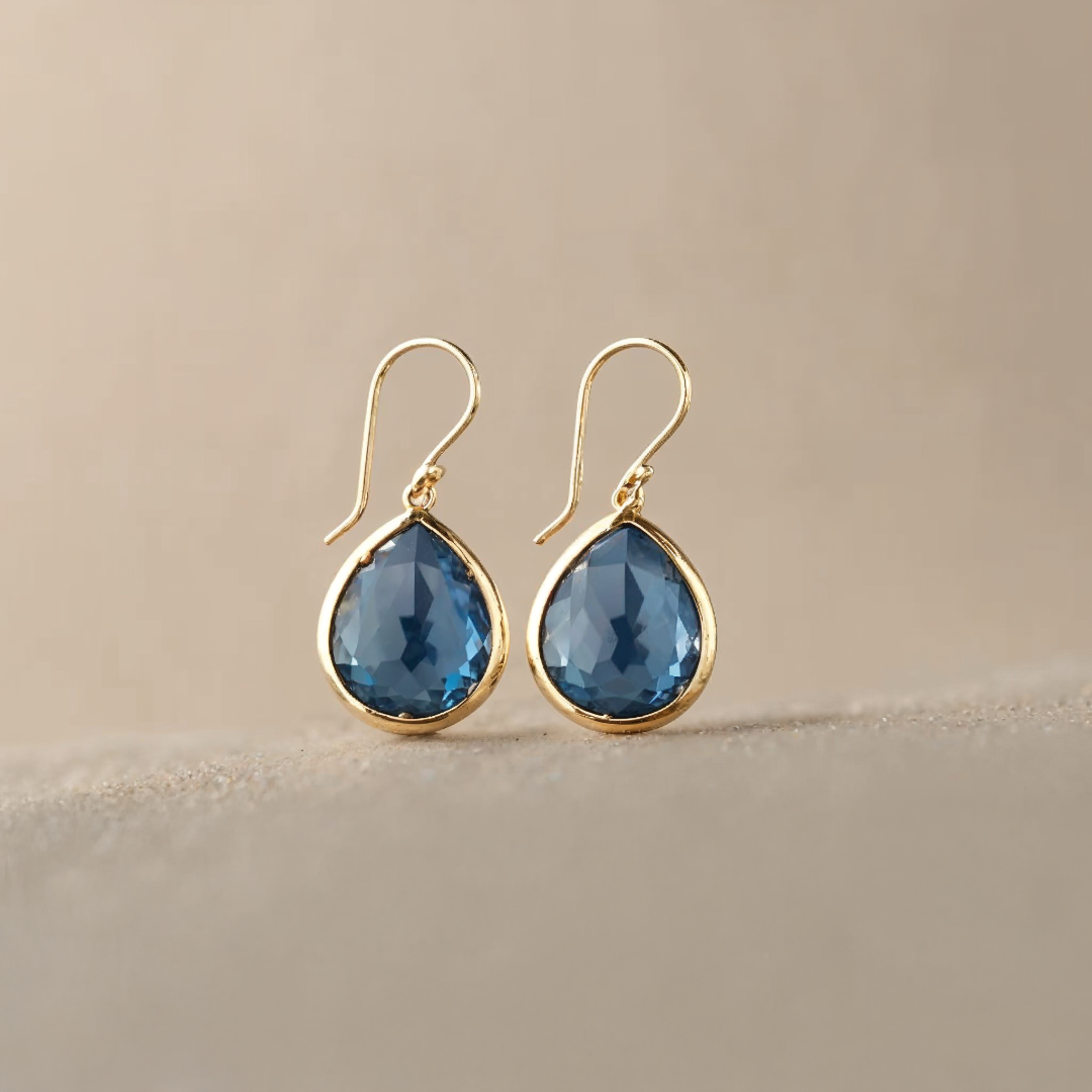 Miljanka - Pendientes Gota De Cristal Azul Novah