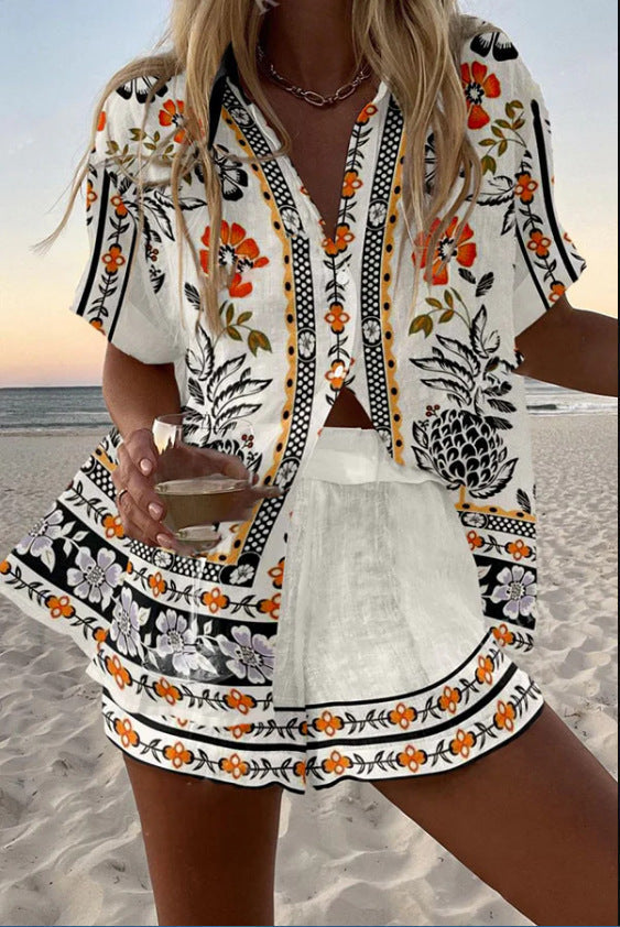 Irella - Traje Corto De Lino Con Estampado Floral