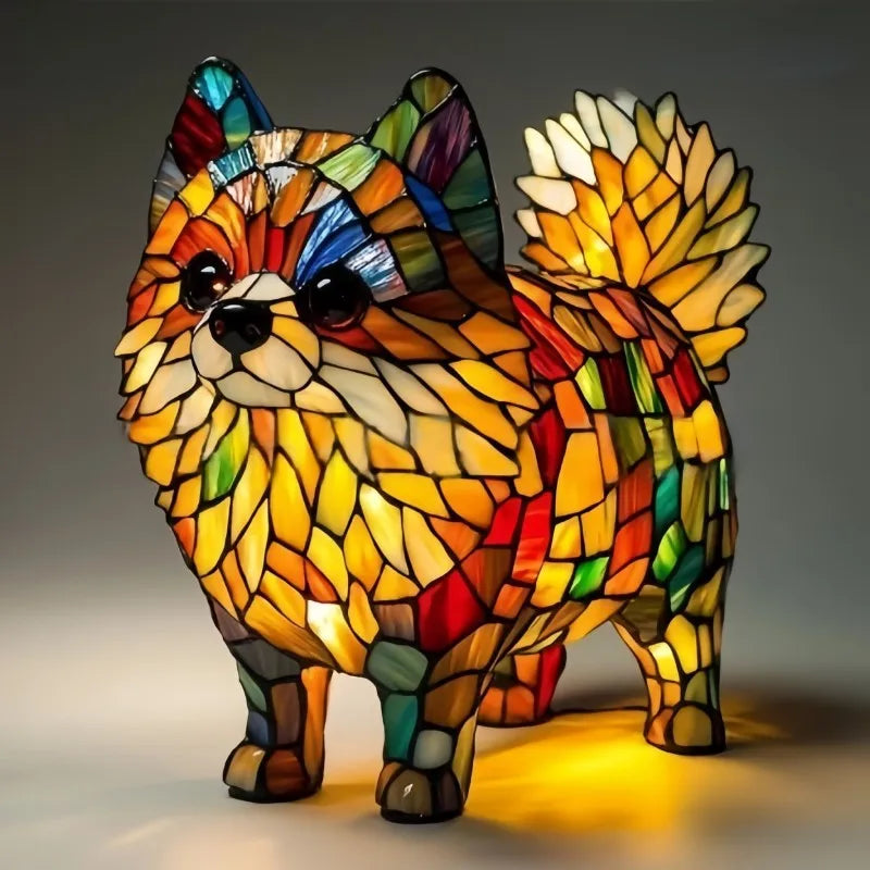 LumiFur - Lámpara Pomerania Con Vidrieras Encantadas