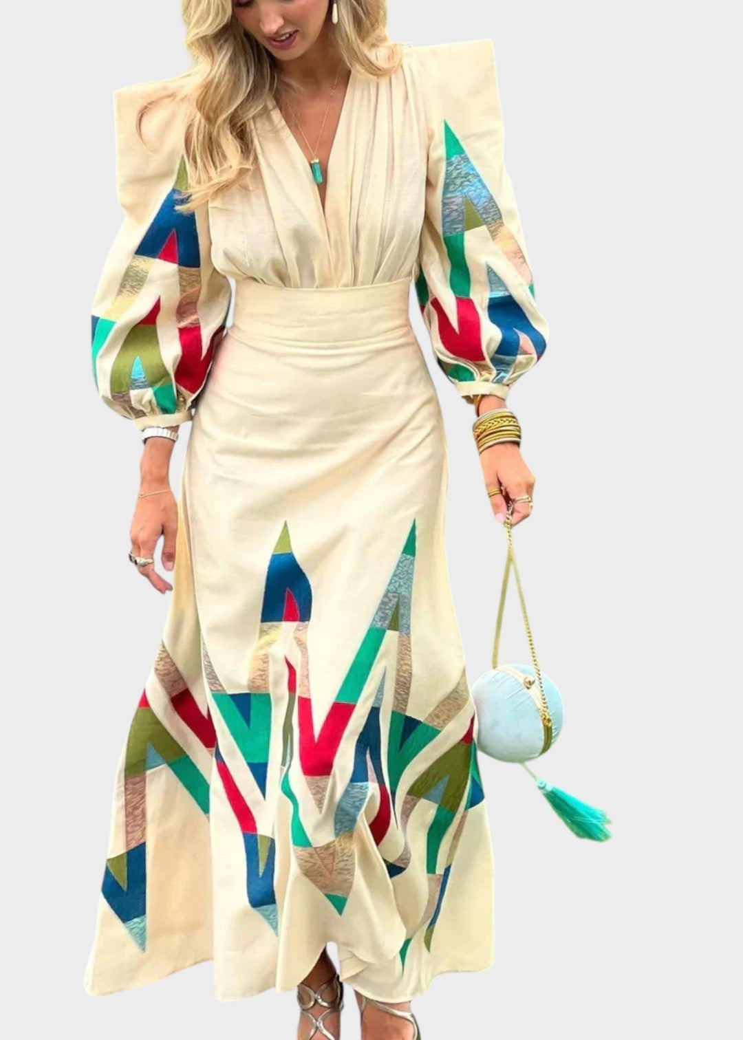 Eleni - Conjunto de 2 Piezas con Cuello en V Estampado