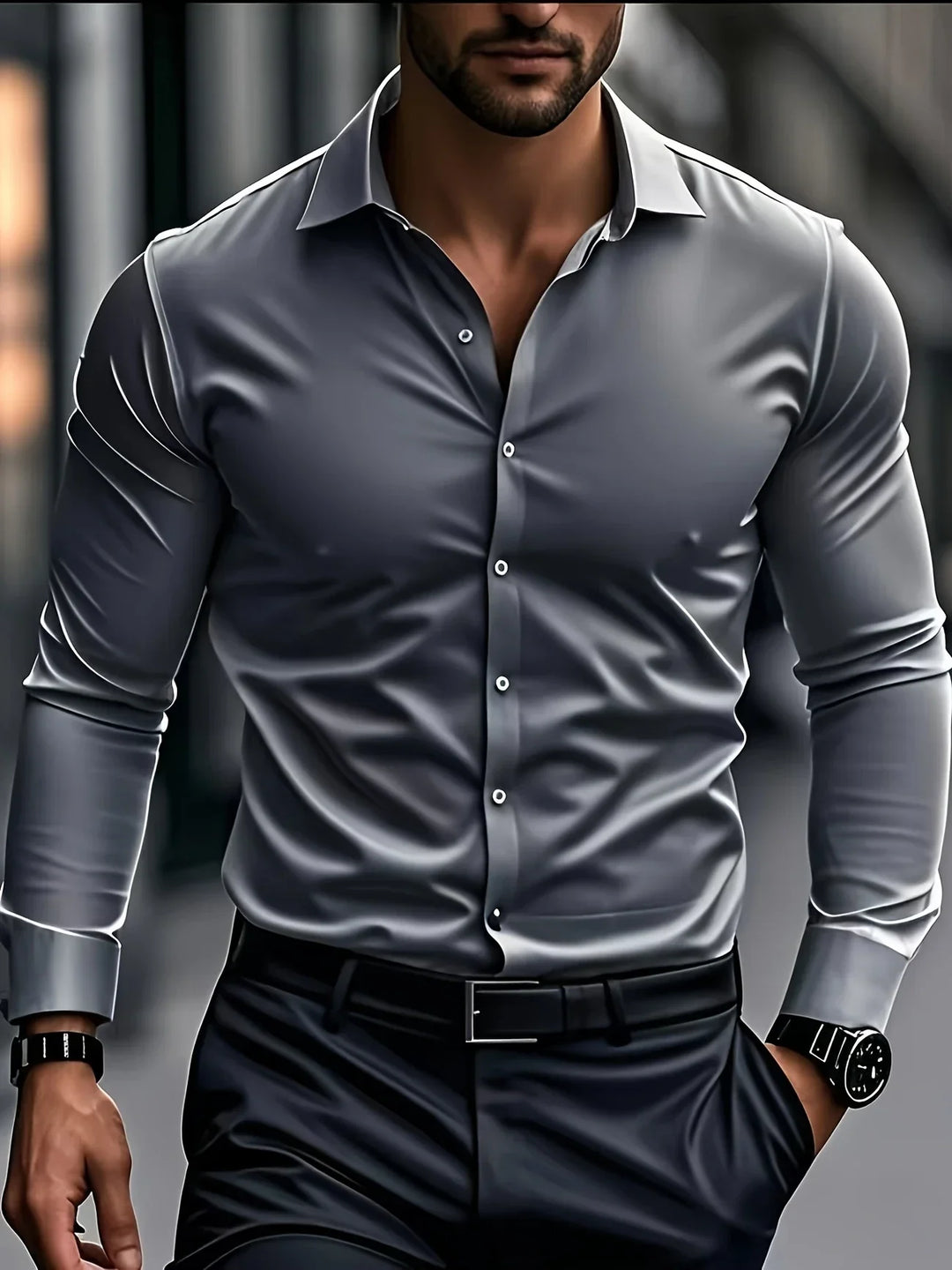 Byron - Elegante Camisa De Manga Larga Con Btones
