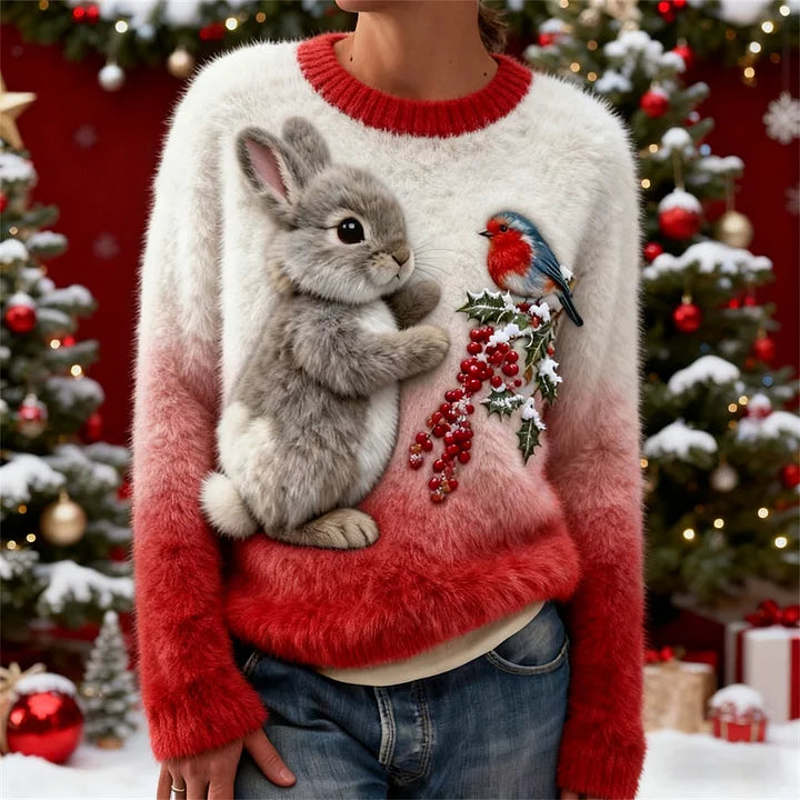 Suzette - Jersey De Felpa Con un Conejo Navideño