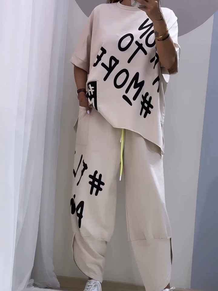 Lela - Conjunto Casual Estampado De Dos Piezas