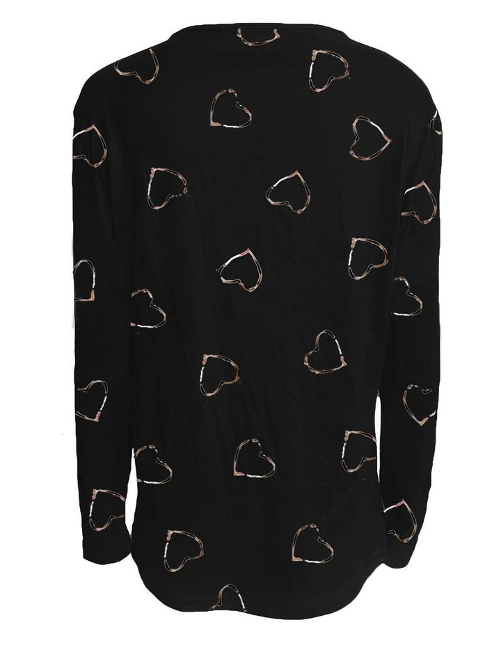 Romisha - Camiseta Con Estampado De Corazones y Cremallera