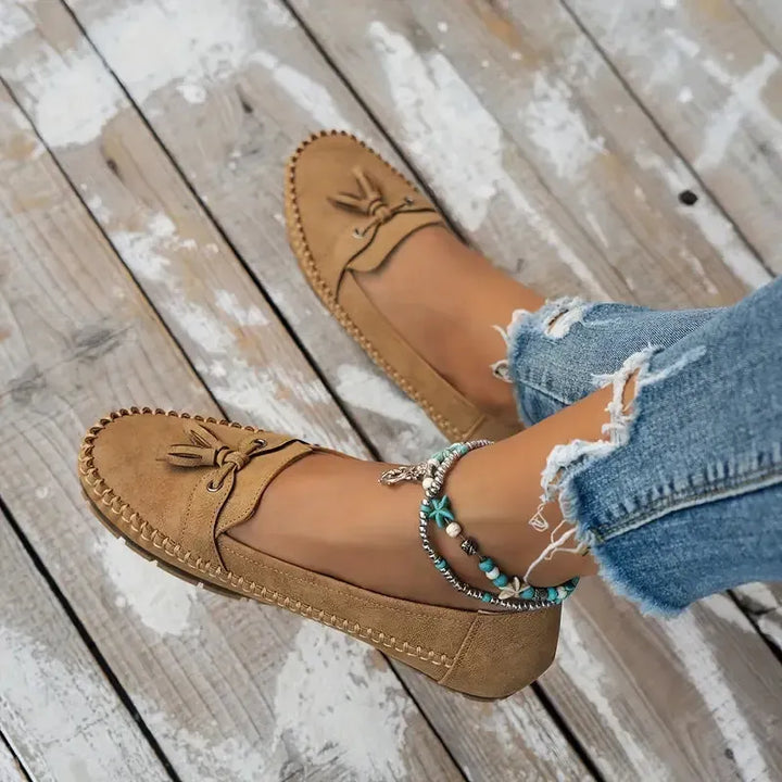 Patamon - Mocasines Cómodos Con Suaves Lazos De Estilo Vintage