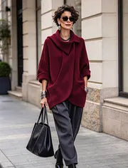 Lenneke - Chaqueta Oversize Con Cuello Asimétrico y Bolsillos