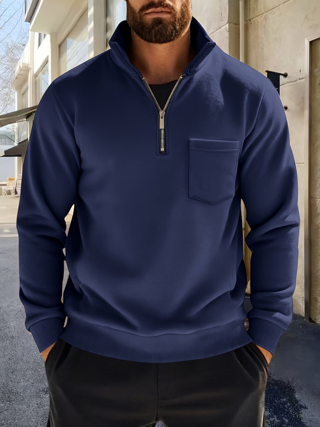 Nistor - Camisa De Manga Larga Con Media Cremallera