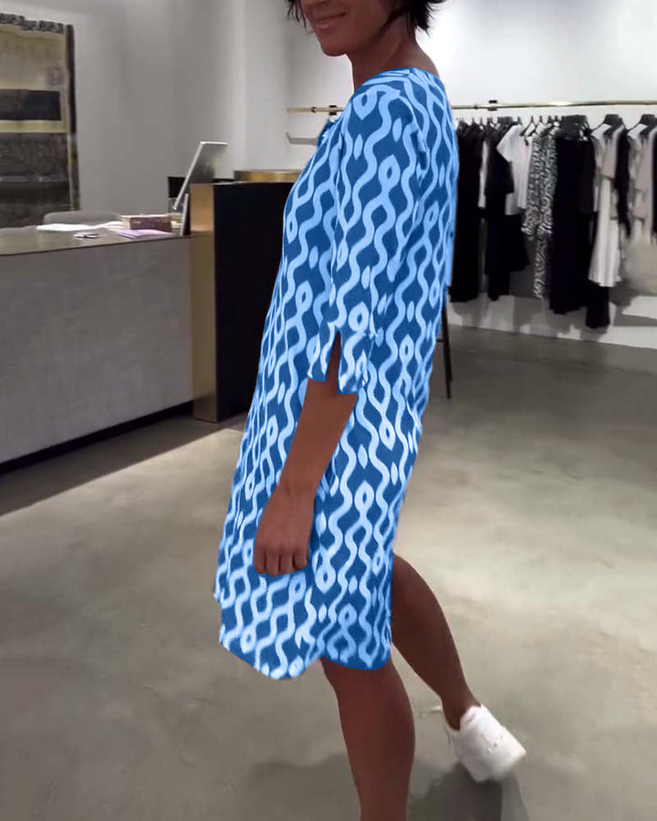 Jacqueline - Vestido Estampado De Largo Medio Y Cuello Alto
