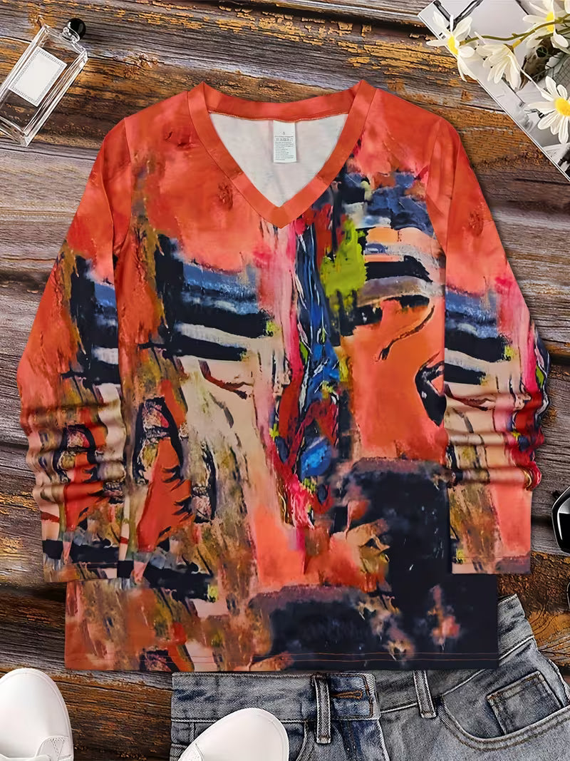 Jibona - Camiseta De Manga Larga Con Estampado Abstracto