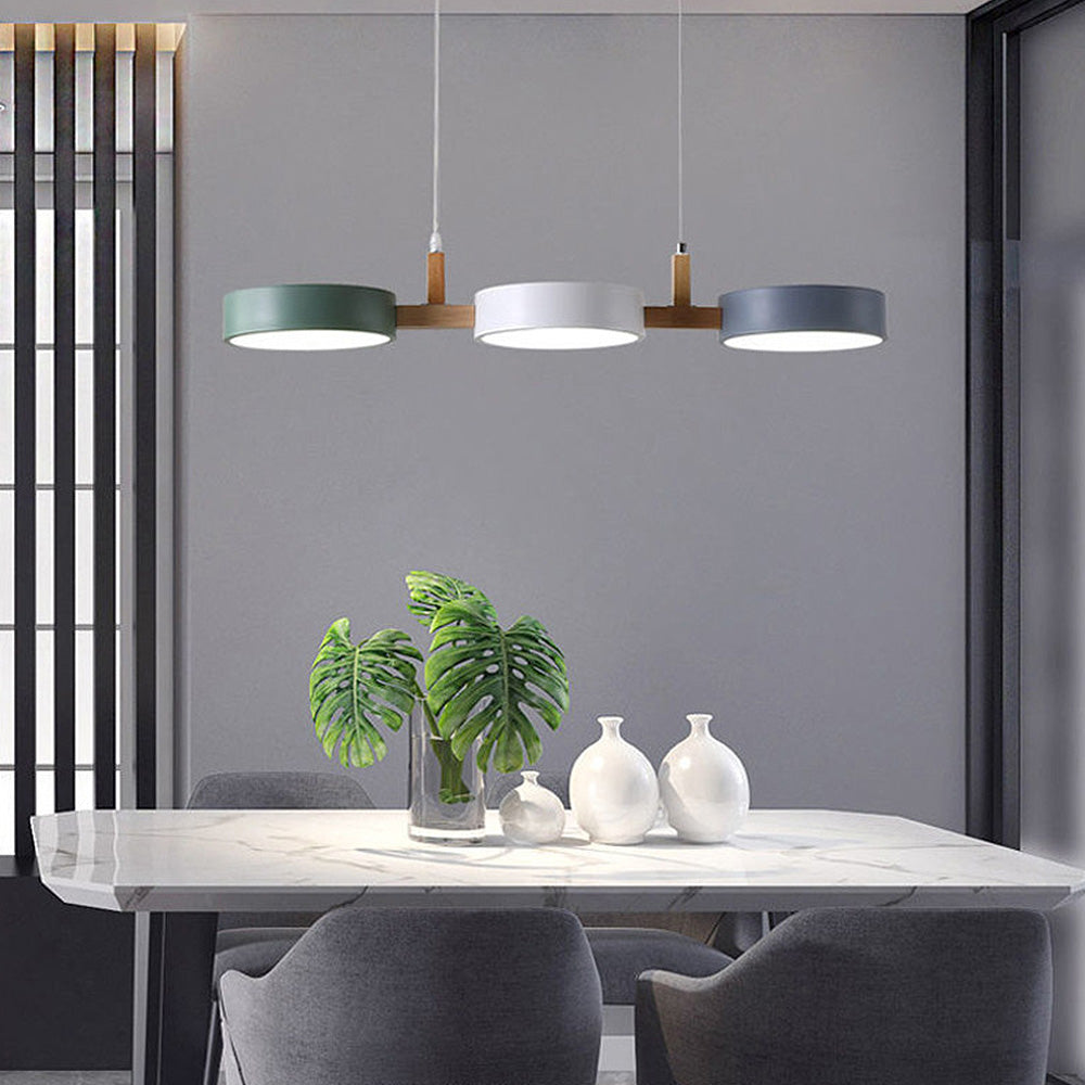 Lumévo - Cilindro Lámpara Colgante Escandinavo Diseño en Metal y Madera