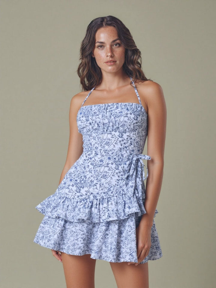 Ortagus - Vestido Floral Con Volantes