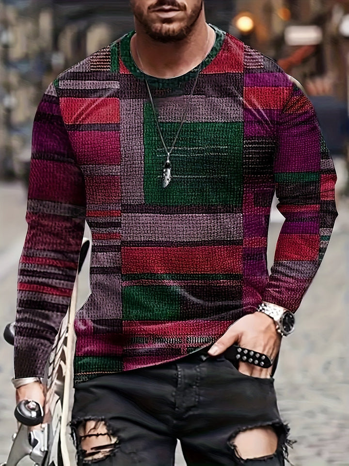 Calvin - Manga Larga Camiseta Con Patrón De Bloques