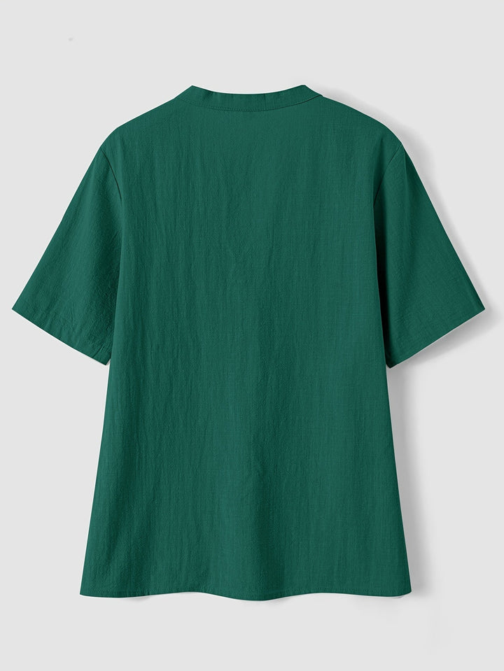Sharron - Elegante Blusa Con Cuello En V y Botones