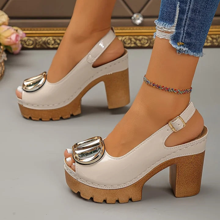 Megyn - Zapatos de Salón Con Hebilla Metálica de Estilo Vintage