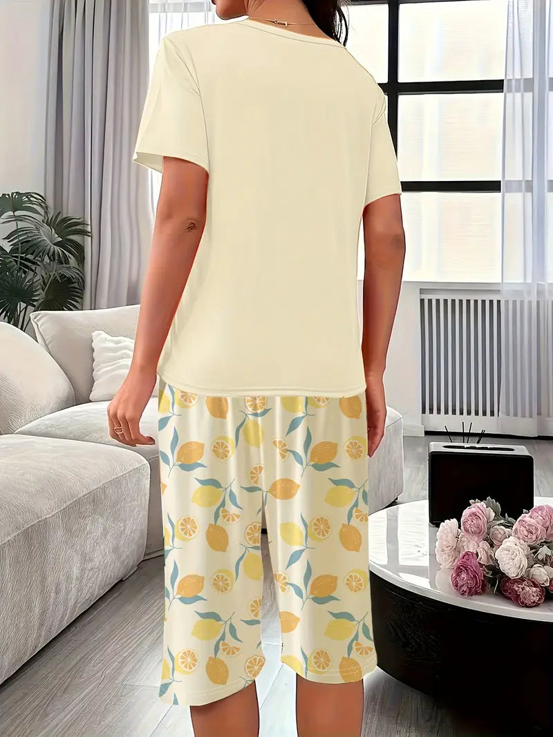 Kinsley - Conjunto Cómodo De Ropa De Estar Por Casa Con Estampado De Flores