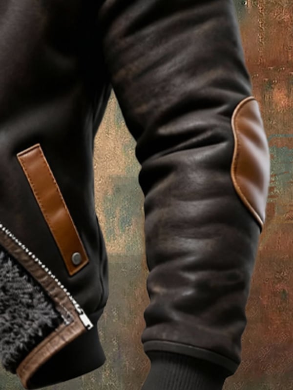 Pessina - Elegante Chaqueta Con Capucha De Cuero y Manga Larga
