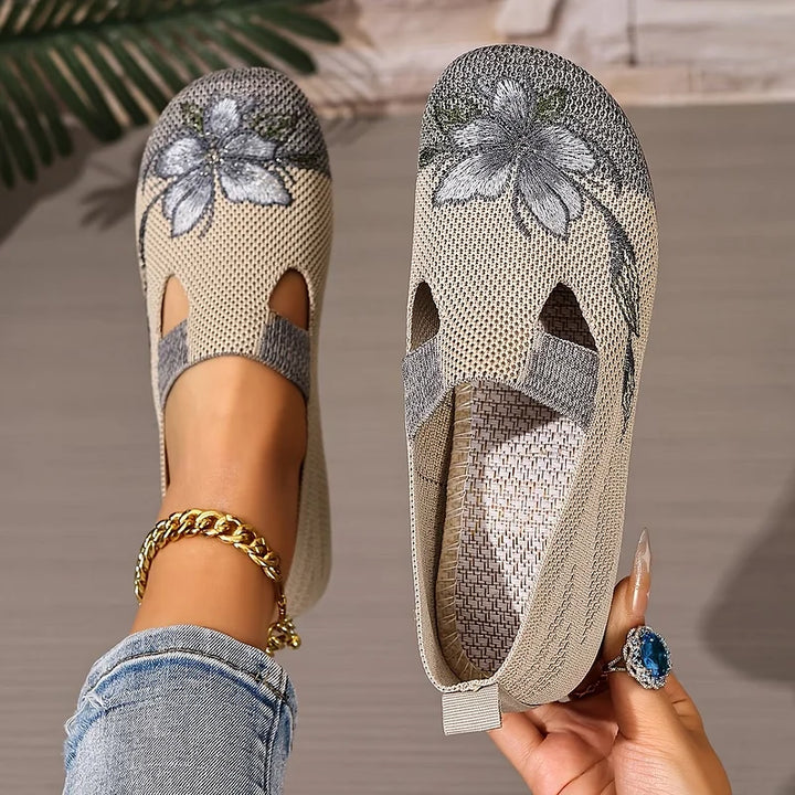 Martine – Zapatos de Punto Con Bordados Florales y Transpirables