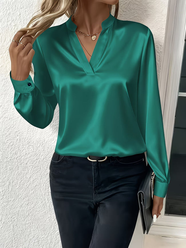 Ronika - Blusa De Manga Larga Con Cuello En V