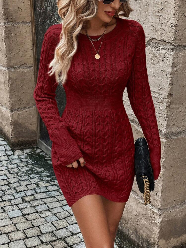 Oriah - Vestido de Punto Trenzado Con Cuello Redondo