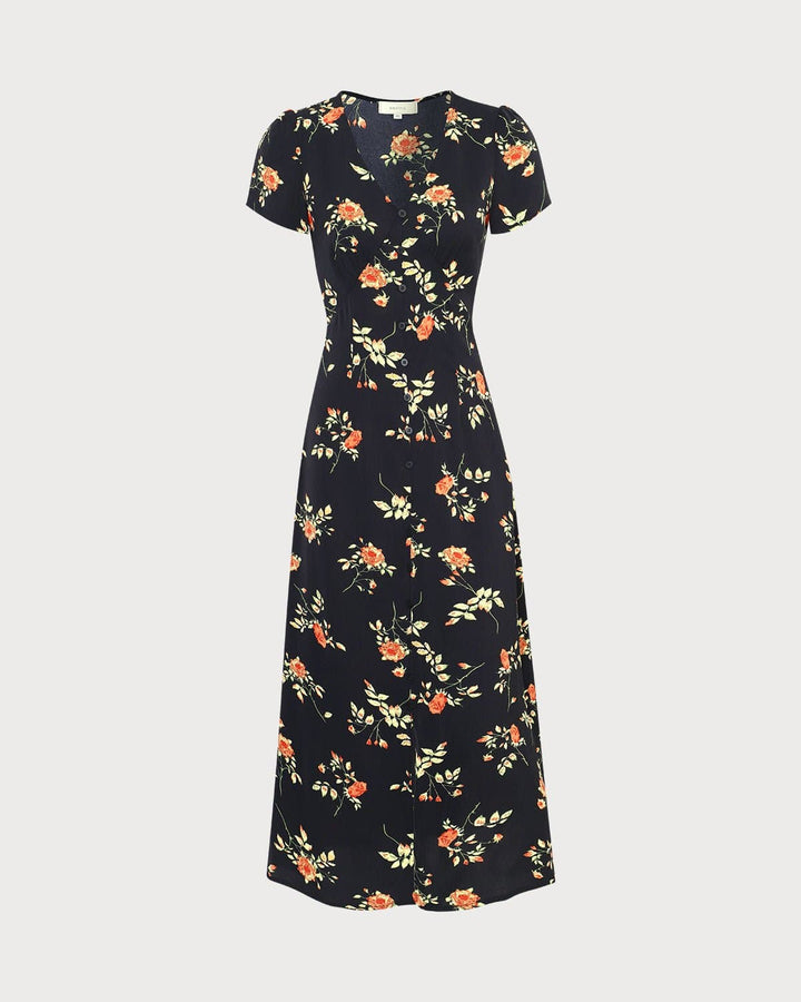 Kambria - Vestido Midi De Manga Corta Con Estampado De Flores