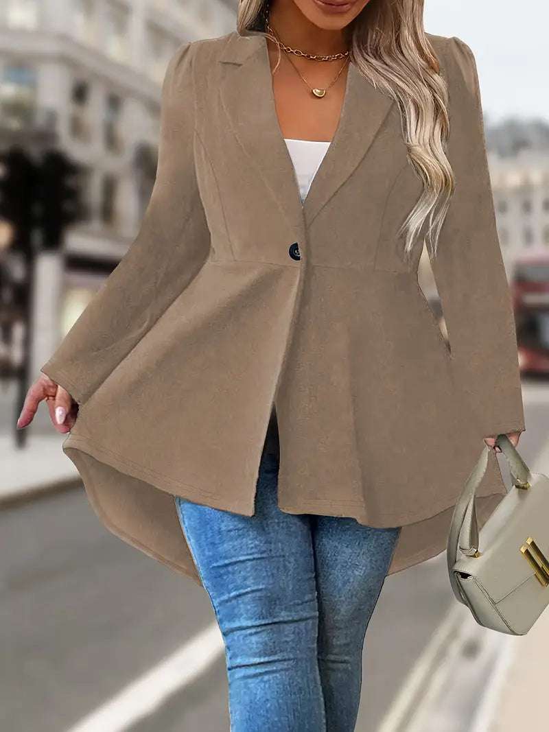 Mackayla - Elegante Blazer De Manga Larga Con Un Solo Botón