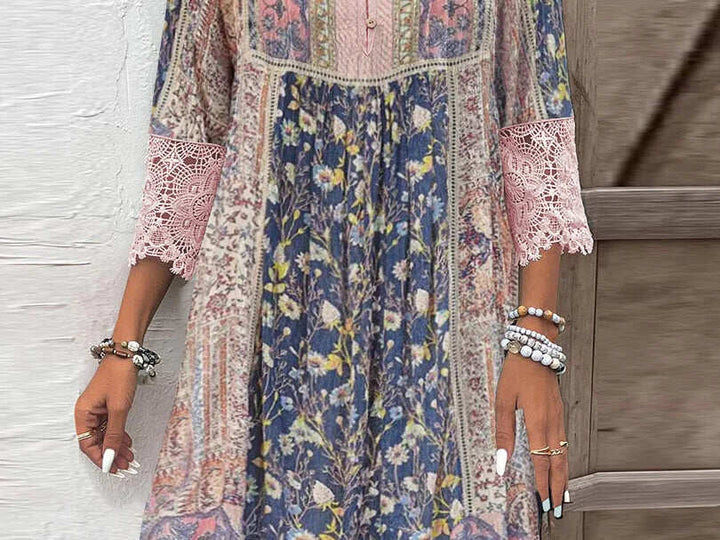 Tegan - Vestido De Lujo Con Estampado De Flore Y Encaje
