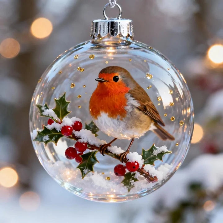 FrostFlight - Colección De Adornos Navideños De Cristal Con Simpáticos Pájaros