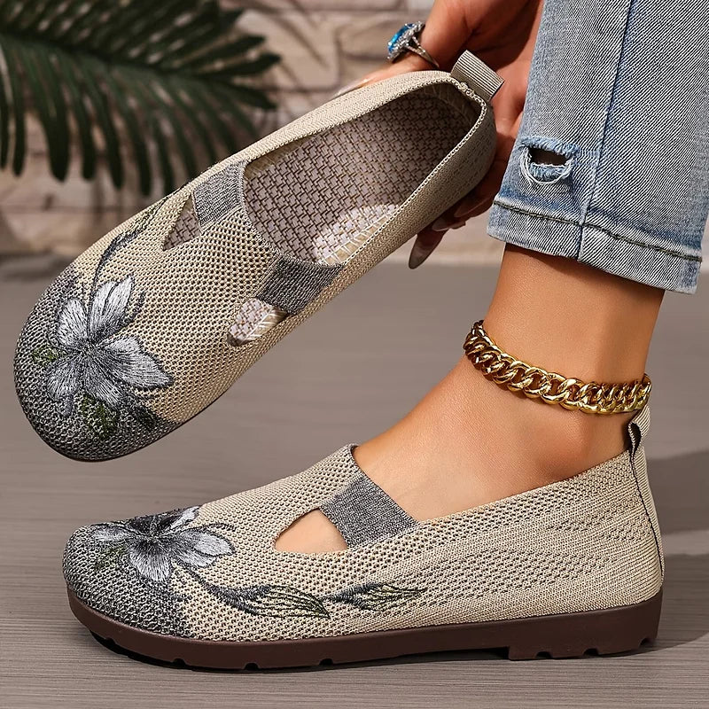Martine – Zapatos de Punto Con Bordados Florales y Transpirables