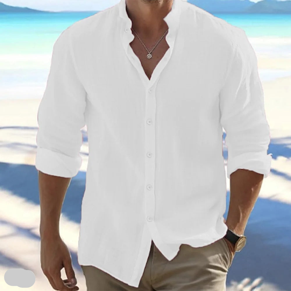 Macsen - Camisa Informal De Estilo Playero Y Cuello Alto