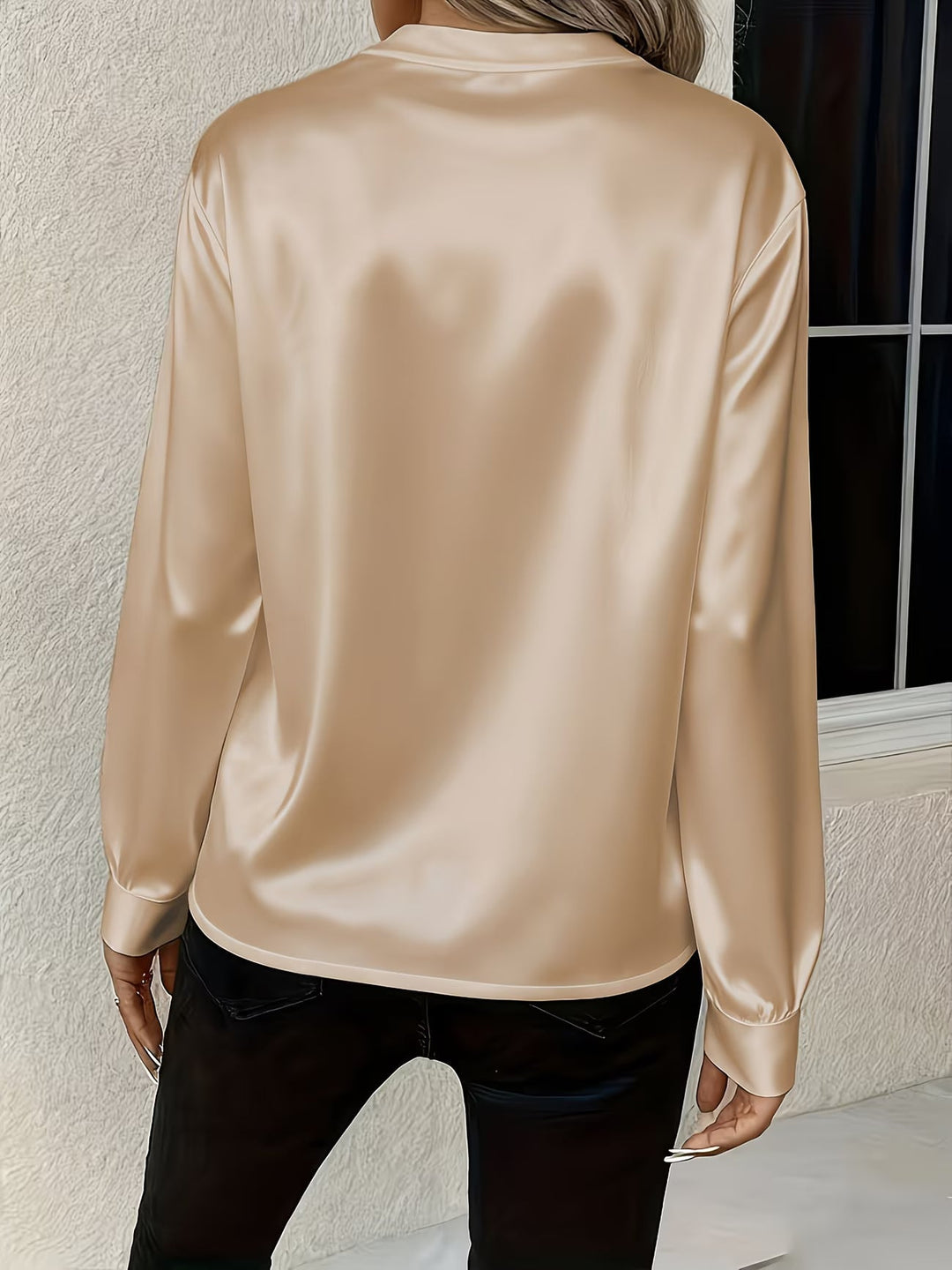 Ronika - Blusa De Manga Larga Con Cuello En V
