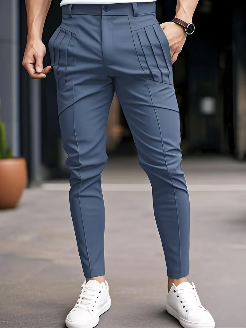 Altmann - Pantalones de Corte Ajustado Con Pliegues y Bolsillos