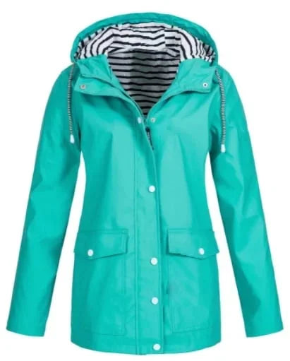 Ilektra - Elegante Manga Larga Impermeable Capuchado Chaqueta