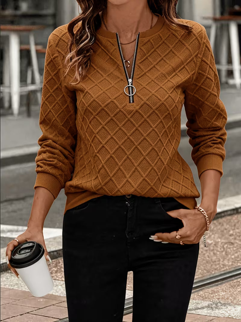 Juliet - Sudadera de Manga Larga Con Cuello de Cremallera y Textura