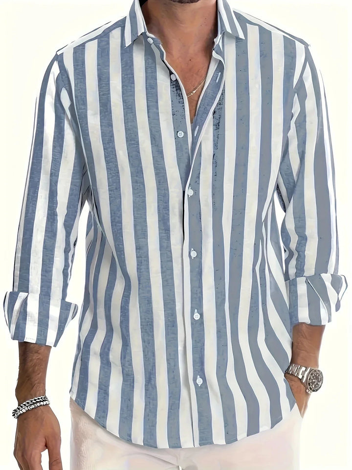 George - Camisa Elegante De Manga Larga a Rayas