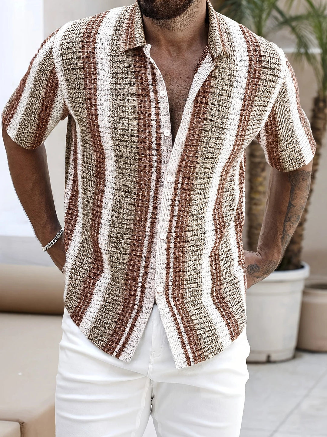 Avram - Camisa Informal A Rayas Con Botones