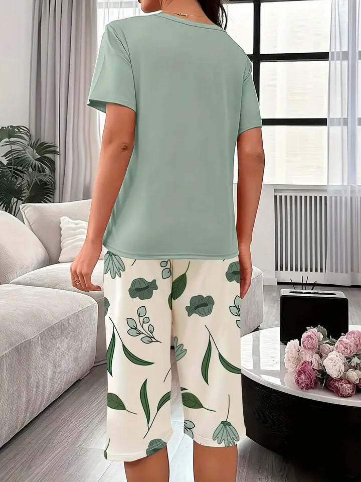 Kinsley - Conjunto Cómodo De Ropa De Estar Por Casa Con Estampado De Flores