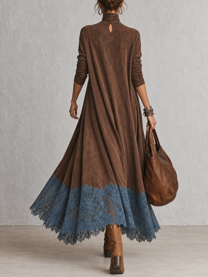 Albria - Vestido Largo de Manga Larga con Estilo Vintage