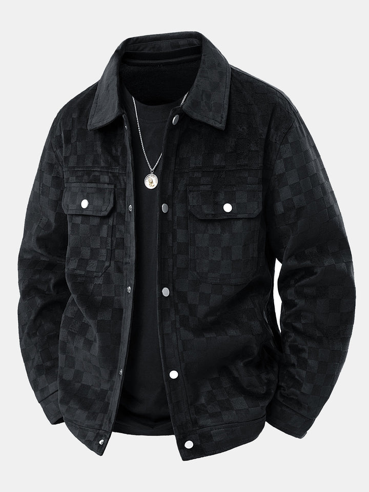 Leander - Chaqueta Con Bolsillos De Ante Sintético Con Estampado De Tablero De Ajedrez