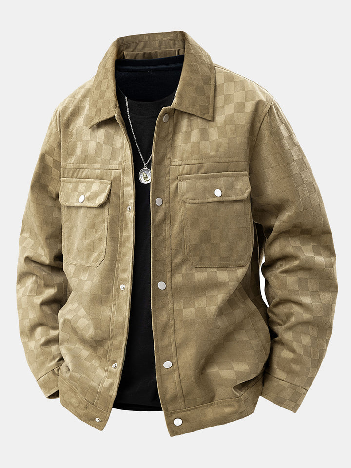 Leander - Chaqueta Con Bolsillos De Ante Sintético Con Estampado De Tablero De Ajedrez