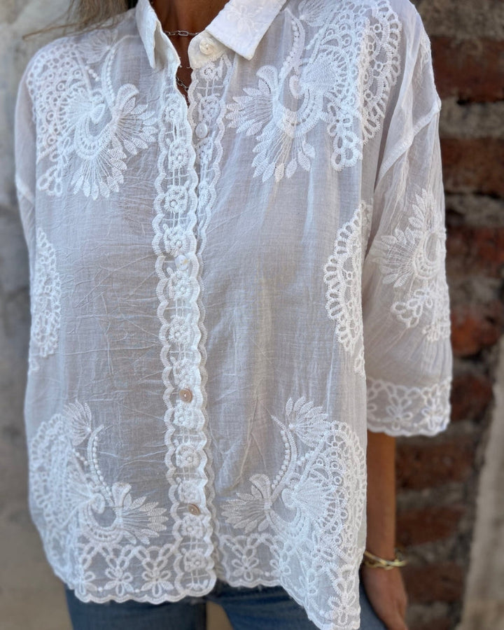 Lorrie - Blusa Chic De Encaje Bordado