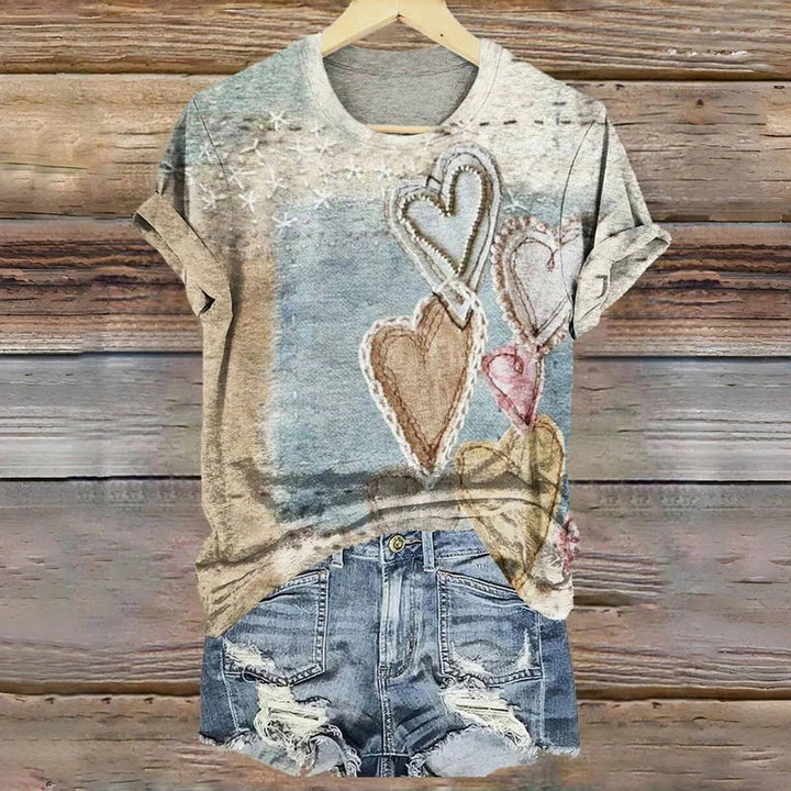 Otmar - Camiseta Vintage Con Estampado De Corazón