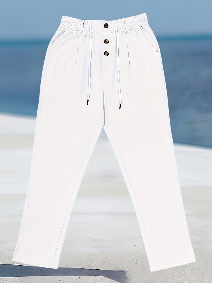Aznar - Pantalón Elástico Informal De Lino