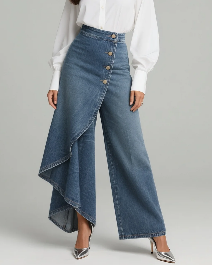 Uthpala - Vaqueros de Denim Con Cierre Cruzado