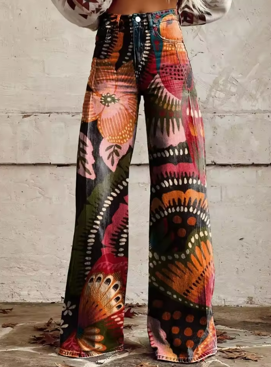 Mailin - Pantalones Anchos Con Estampado De Bengalas